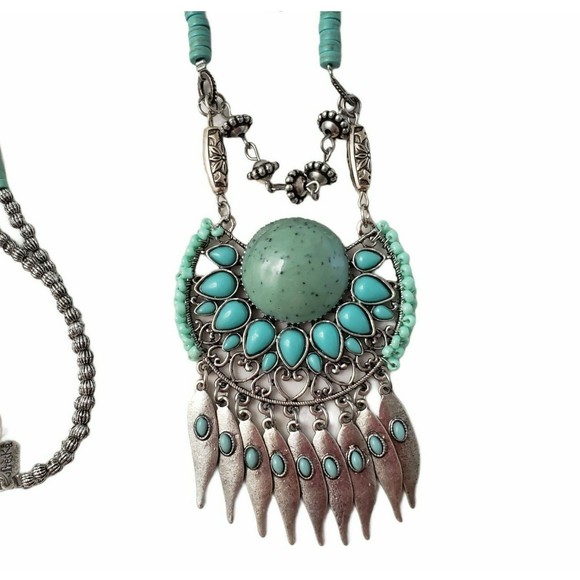 Treska Bohemian Turquoise Color Double Strand Necklace - Picture 2 of 7